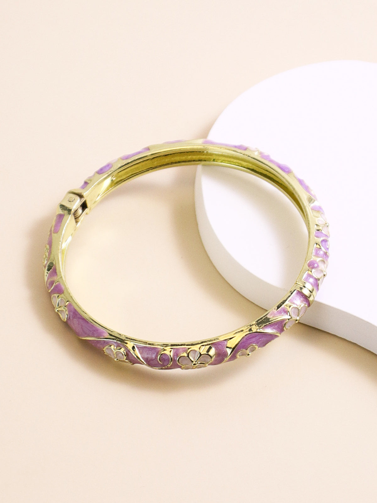 Floral Enamel Bangle Bracelet