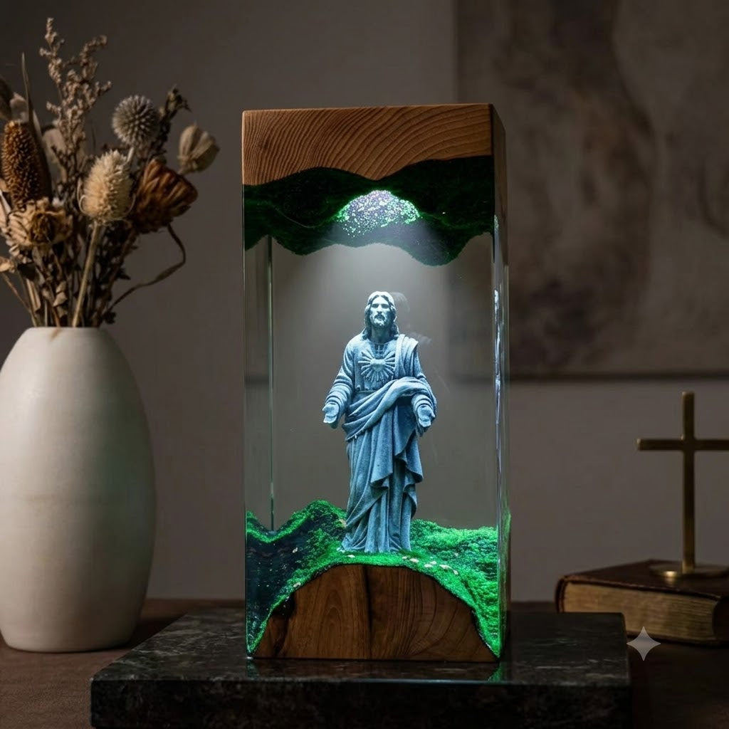 Jesus Christ Sacred Heart Resin Night Light