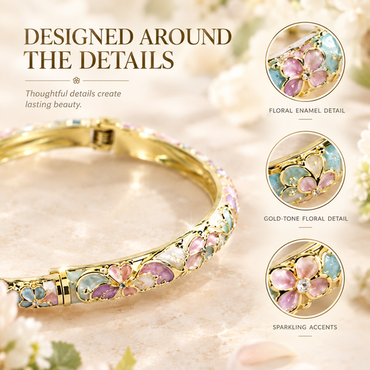 Floral Enamel Bangle Bracelet