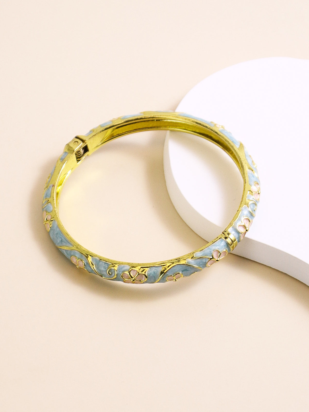 Floral Enamel Bangle Bracelet