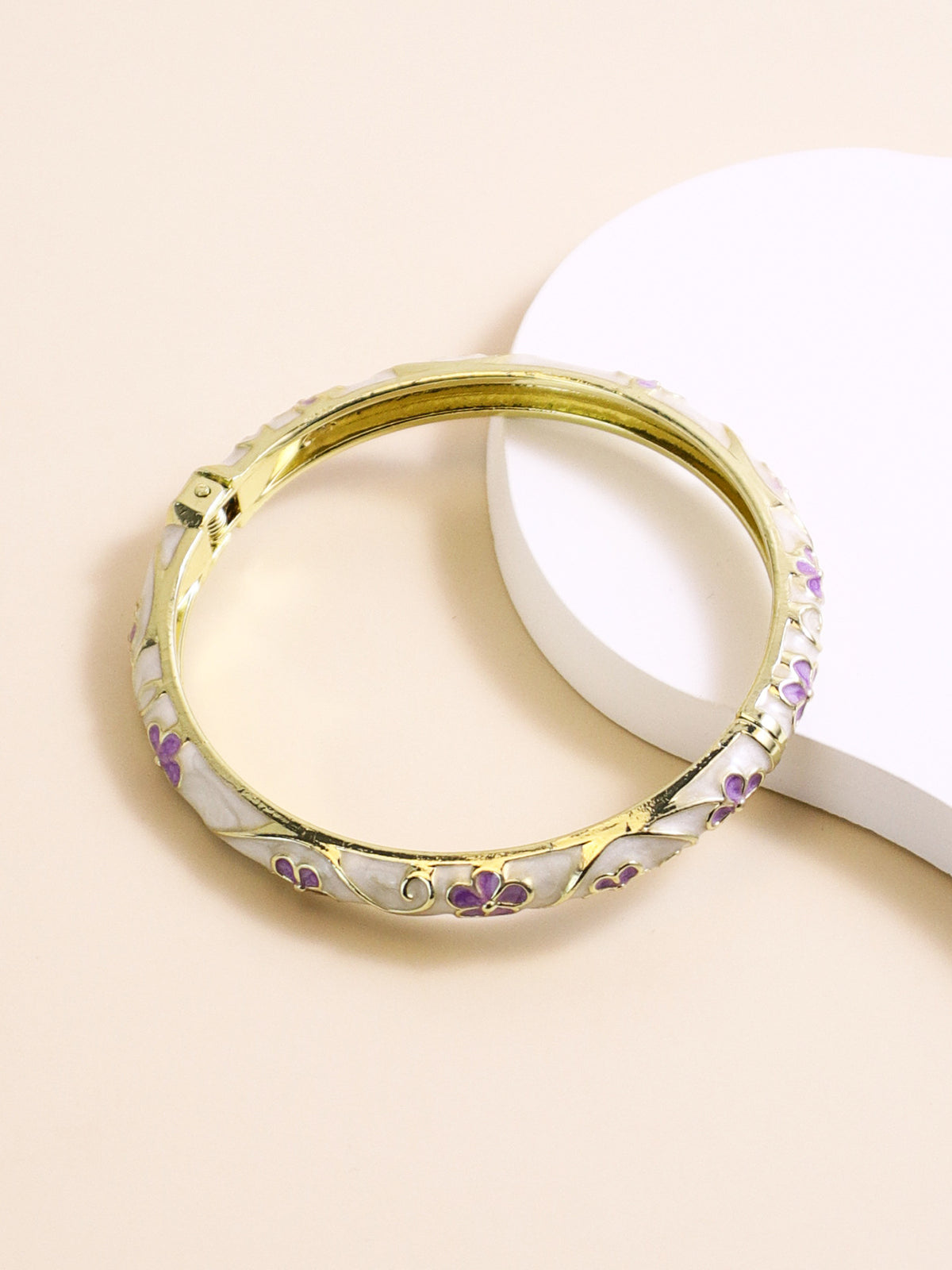 Floral Enamel Bangle Bracelet