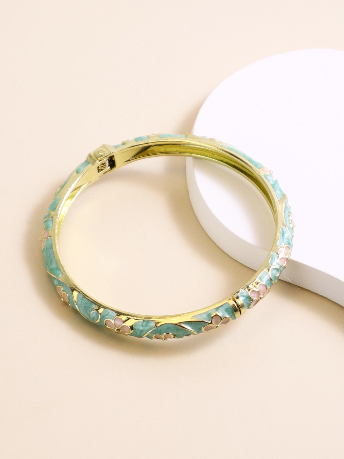 Floral Enamel Bangle Bracelet